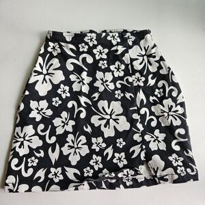 Floral Black and White Women's Skirt